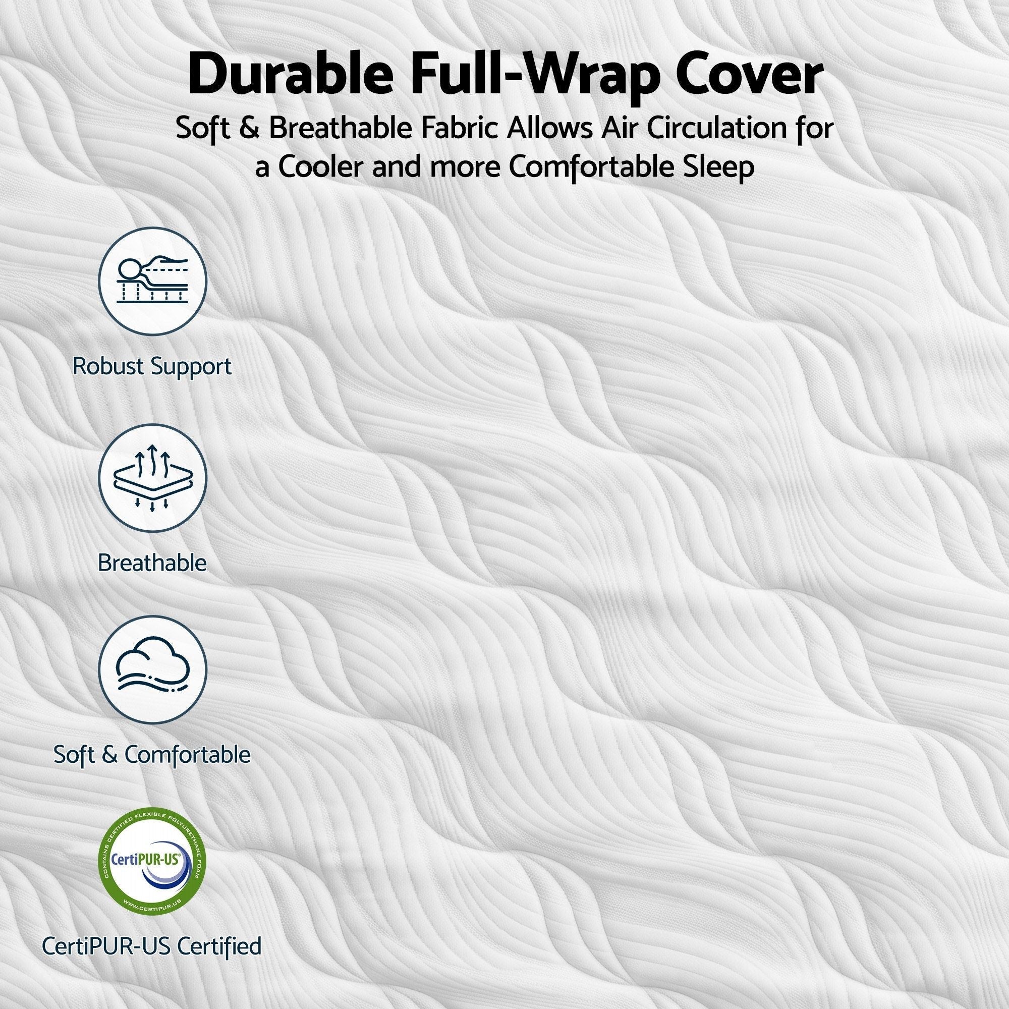 Textured fabric background with features of a durable full-wrap cover.