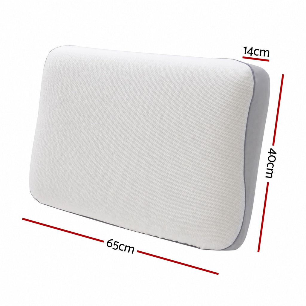 White pillow with measurements on a white background