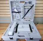 The Brother Innovis 6000d Embroidery unit and Hoops fit in this well constructed carry cabinet