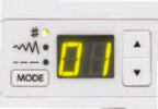Digital display with numbers '01' on a white background