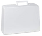 White briefcase with a handle on a white background