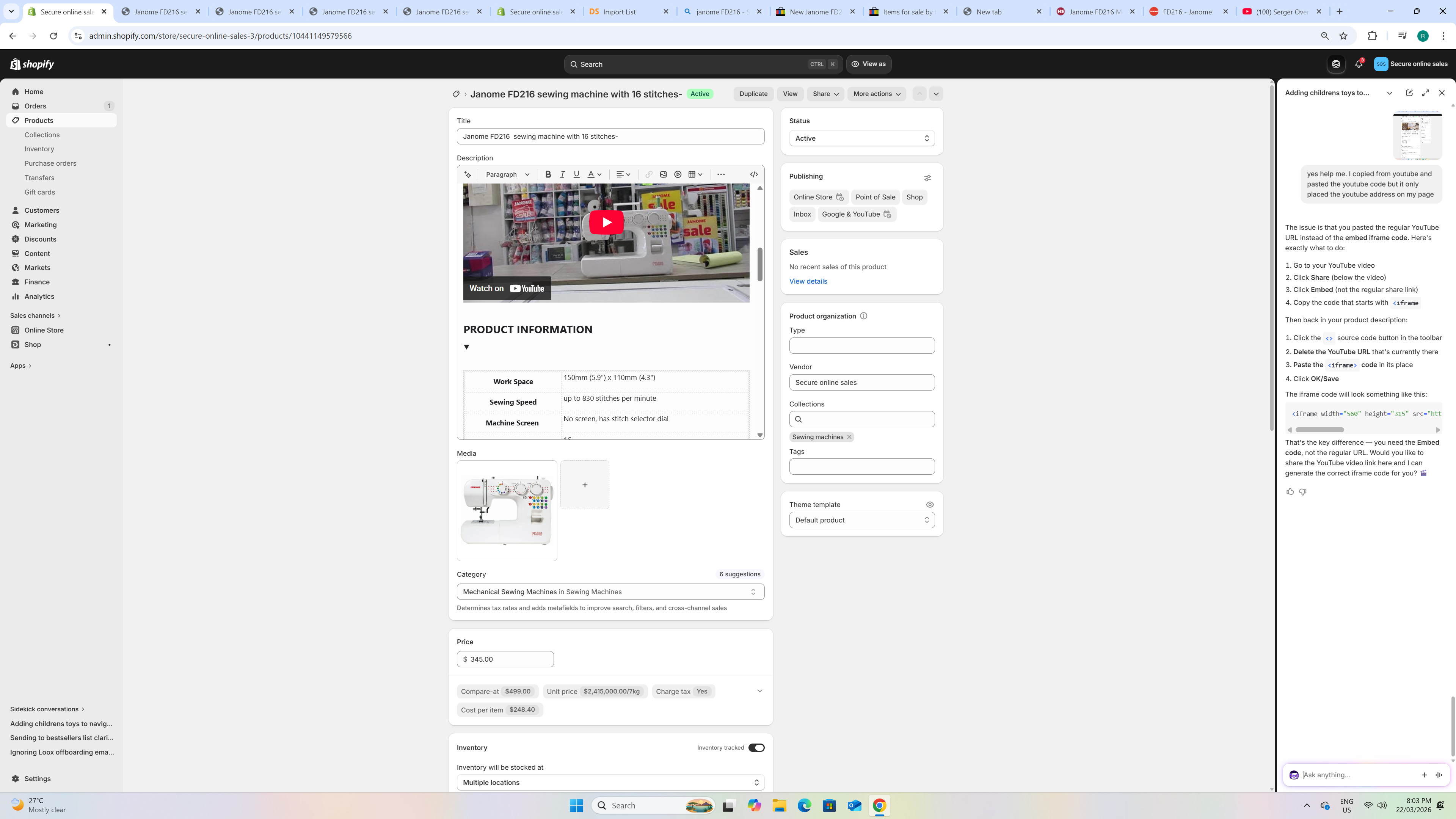 Computer screen displaying a web page with text and a video player.