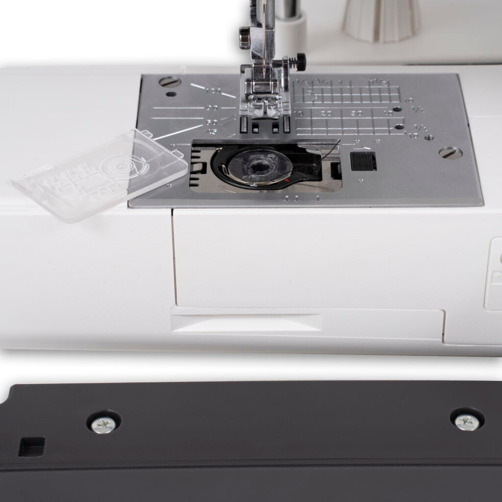 The front loading bobbi aewa on the new Janome SewSwitch sewing machine
