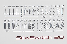 Here are all the stitches on the new Janome SewSwitch sewing and overlocking machine