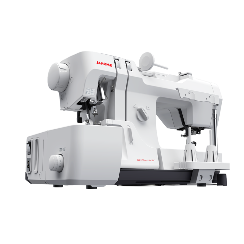 Showing the overlocker portion of the new Janome SewSwithch sewing and overlocking machine
